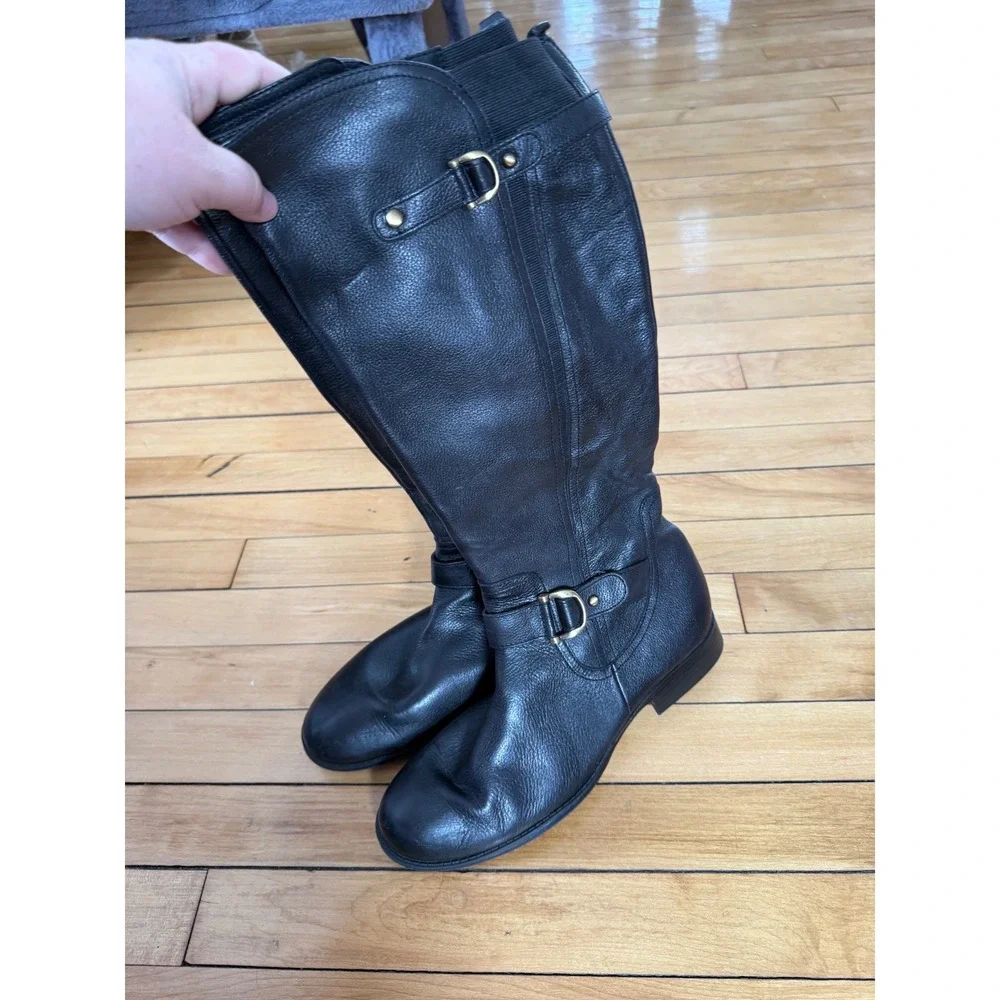 Naturalizer leather tall black riding boots‎ Low heel boots